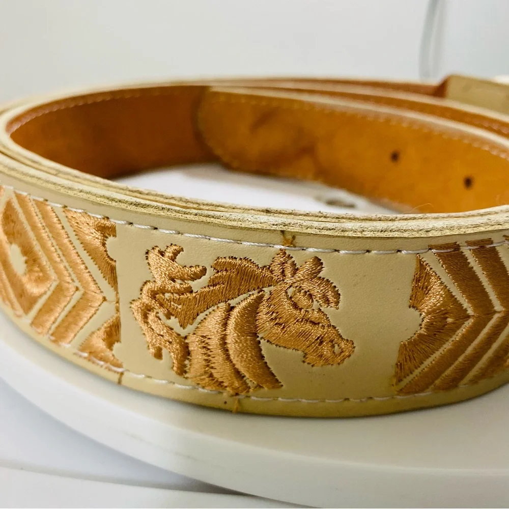 Western Genuine Leather Belt Cowboy Horse‎ Rodeo Square Buckle  Gold 48